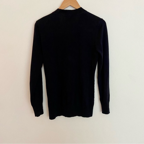 Tory Burch Logo Button V-Neck Cardigan in Navy - Picture 6 of 8